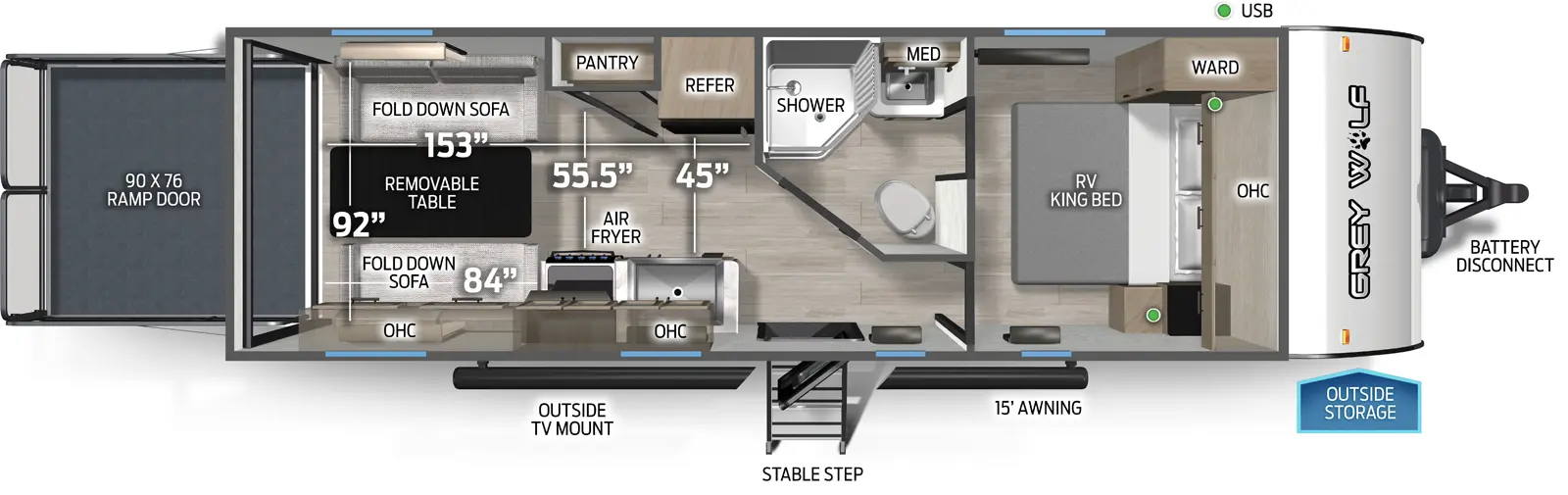 2027 Forest River Cherokee Grey Wolf Black Label 22RRBL - Floorplan 1