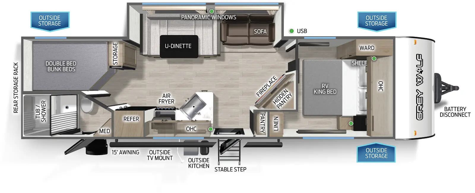 2026 Forest River Cherokee Grey Wolf 26KF - Floorplan 1