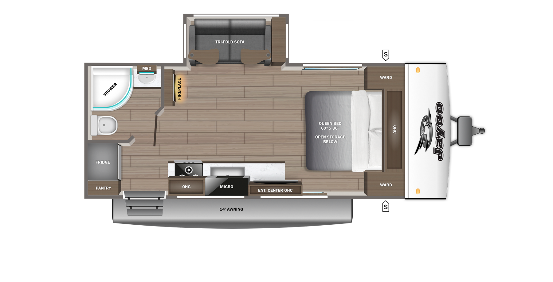2027 JAYCO Jay Feather 18RBF - Floorplan 1