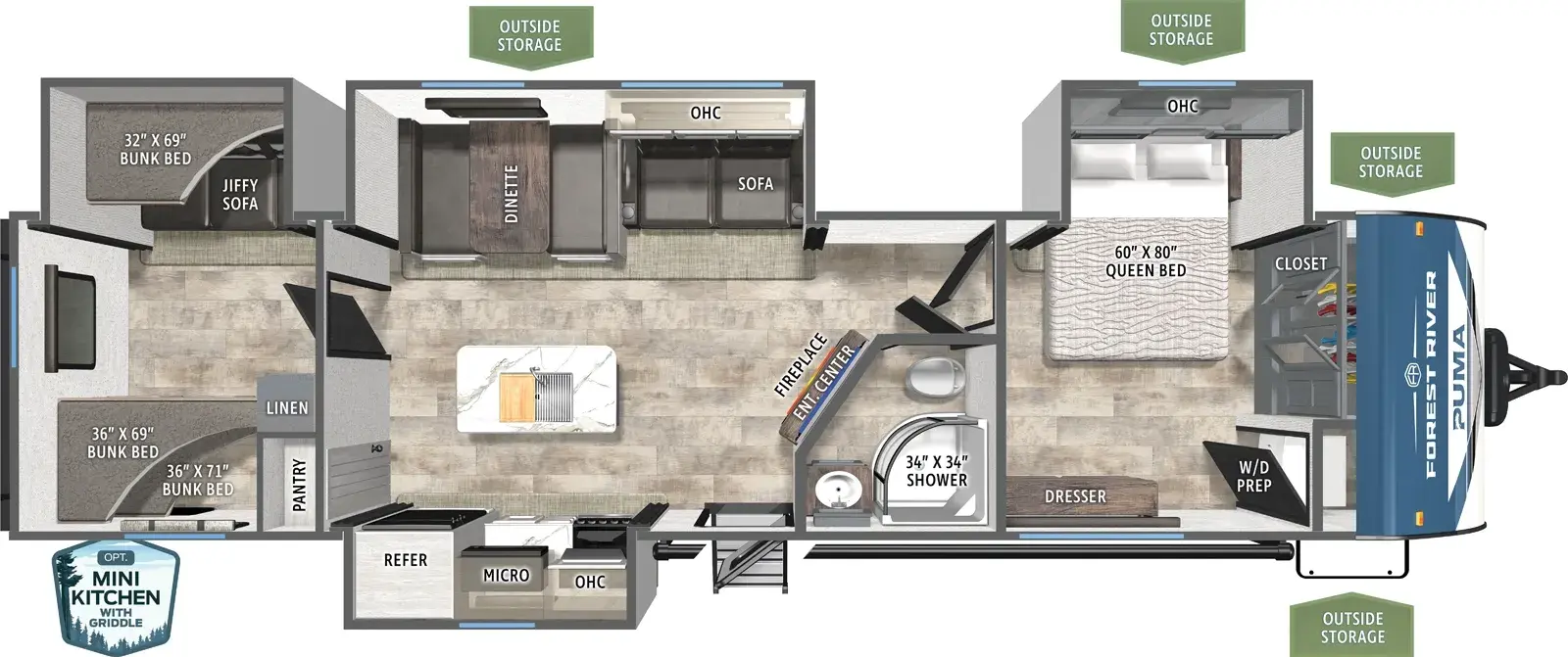 2023 Palomino Puma 32BHFS - Floorplan 1