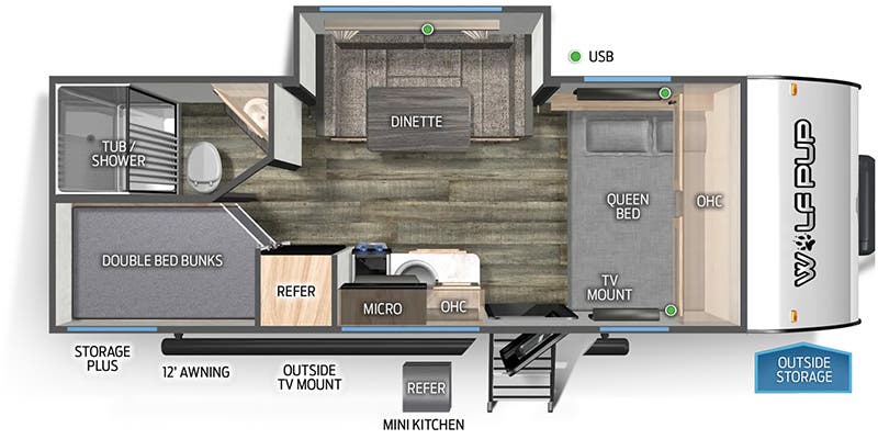 2024 FOREST RIVER WOLF PUP 17JW - Floorplan 1