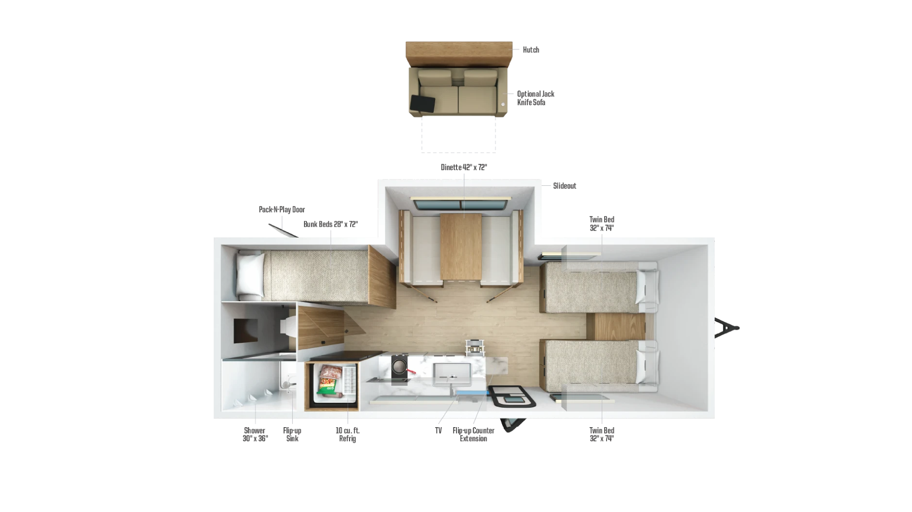 2027 Winnebago Micro Minnie 2200TBH floorplan