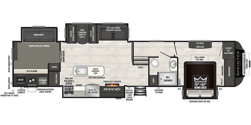 2020 Keystone Sprinter Limited 3621FWLBH - Floorplan 1
