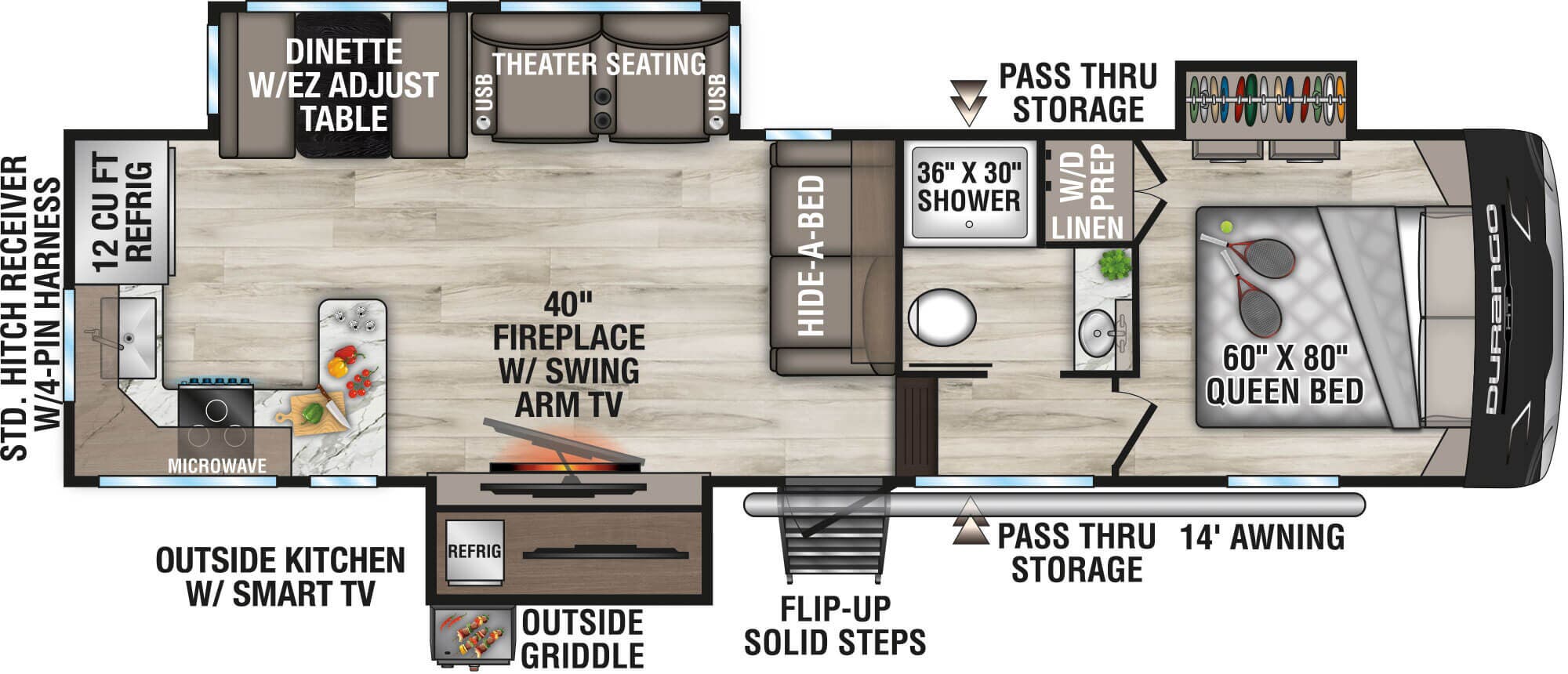 2026 KZ RV Durango Half-Ton D256RKT floorplan