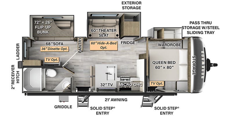 2024 Forest River Rockwood Ultra Lite 2616BH - Floorplan 1