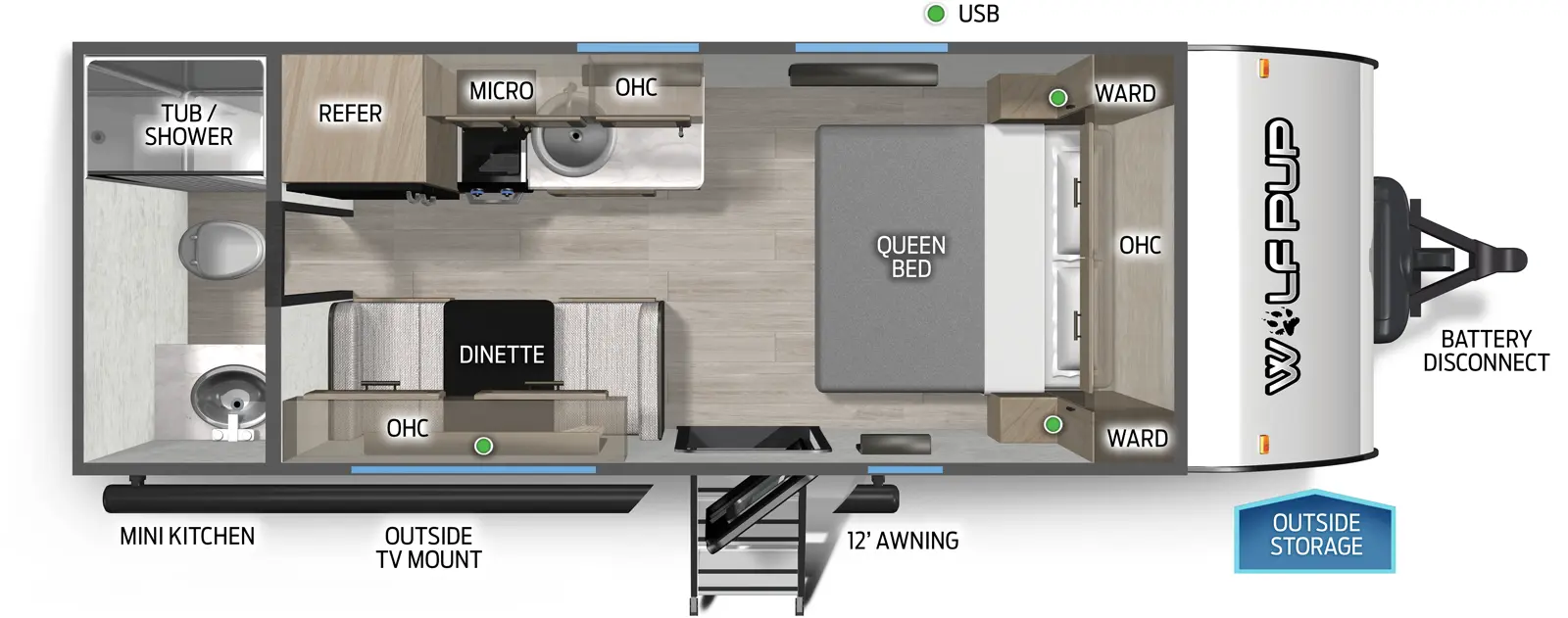 2027 Forest River Cherokee Wolf Pup 16FQW - Floorplan 1