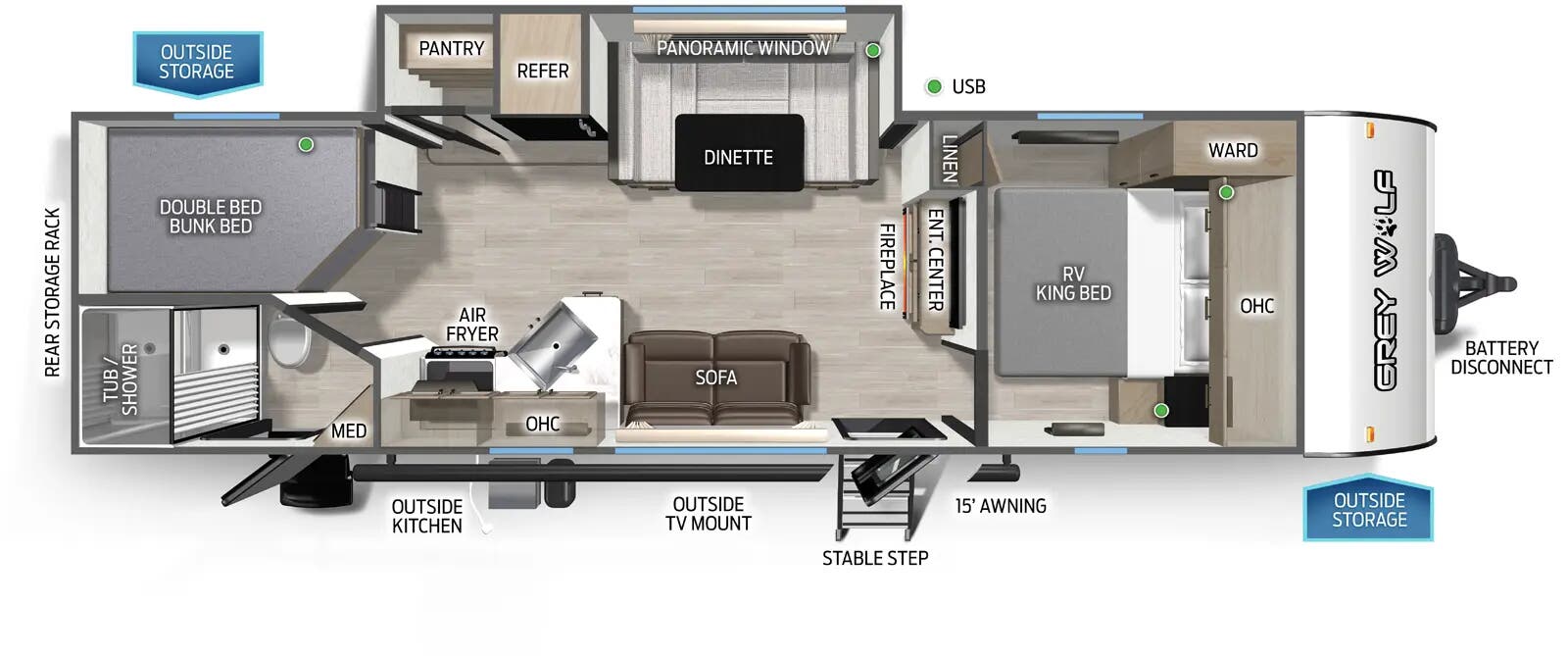 2026 CHEROKEE GREY WOLF 26BRB - Floorplan 1