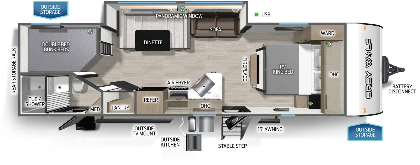 2027 Forest River Cherokee Grey Wolf 26DBH - Floorplan 1