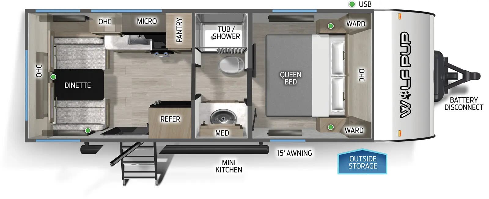 2027 Forest River Cherokee Wolf Pup 16CM - Floorplan 1