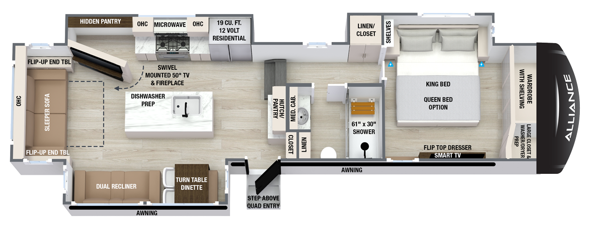 2027 Alliance RV Paradigm 340RL - Floorplan 1