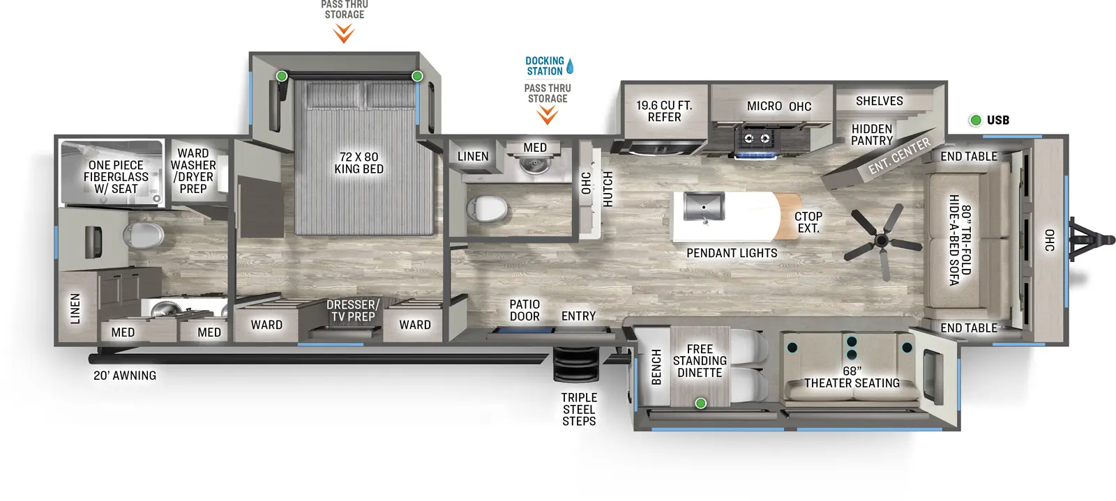 2026 Forest River Sierra Destination 389HBFL - Floorplan 1