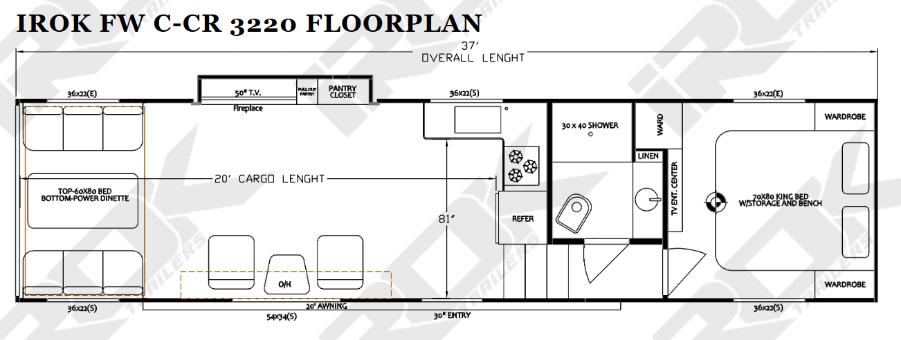 2027 IROK Trailers FW C-CR LINE IROK FW C-CR 3220 - Floorplan 1