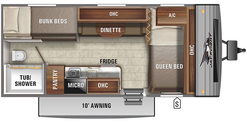 2021 FOREST RIVER JAY FLIGHT SLX 174BH - Floorplan 1