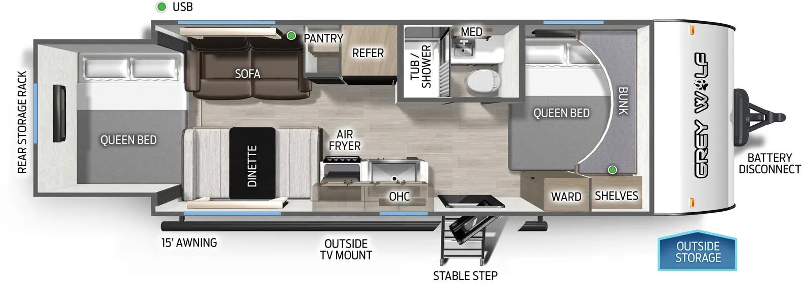 2026 CHEROKEE GREY WOLF 19SM - Floorplan 1