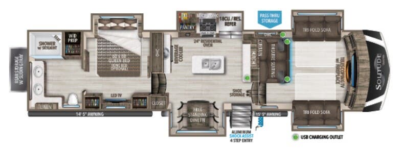 2021 Grand Design Solitude 382WB - Floorplan 1