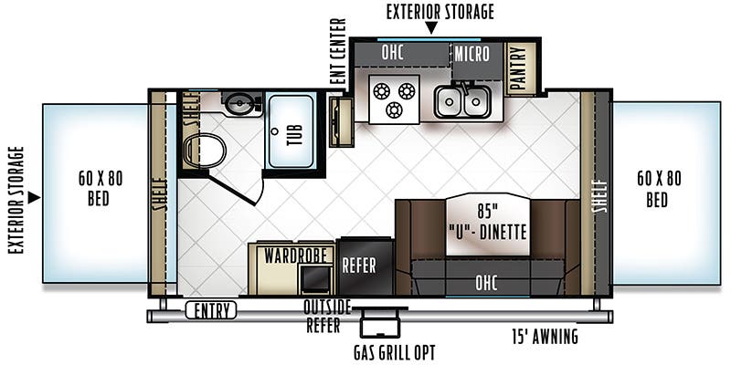 2018 FOREST RIVER ROCKWOOD ROO 21DK - Floorplan 1