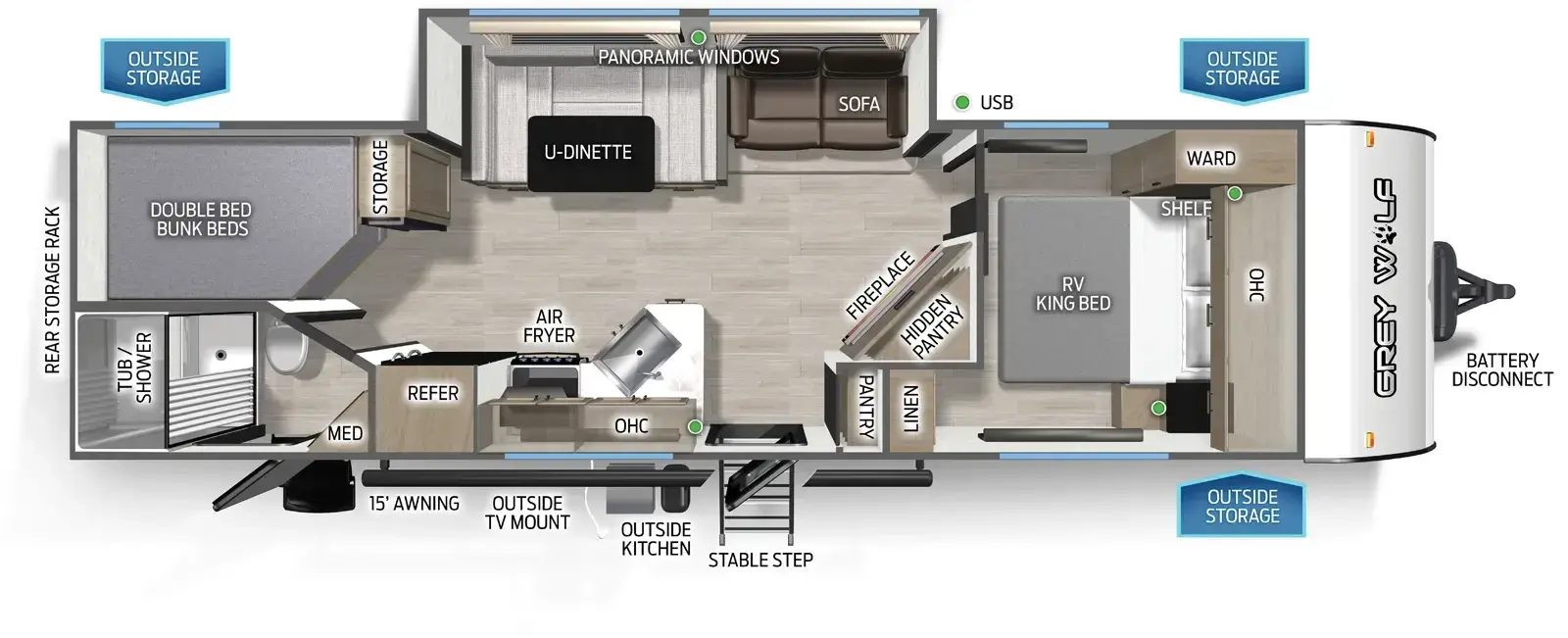 2027 FOREST RIVER CHEROKEE GREY WOLF 26KF - Floorplan 1
