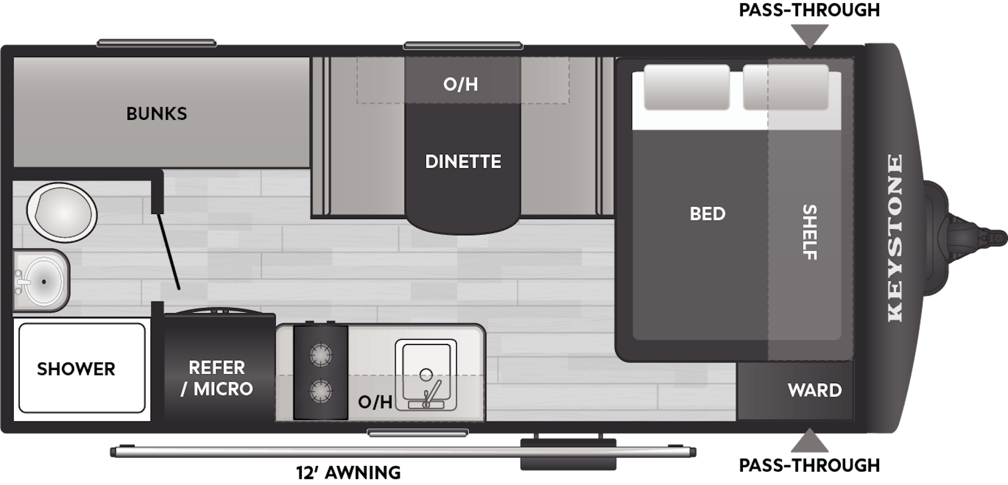 2026 Keystone Bullet Classic 16BHC - Floorplan 1