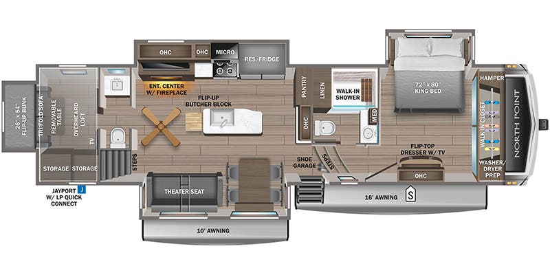 2023 Jayco North Point 373BHOK - Floorplan 1