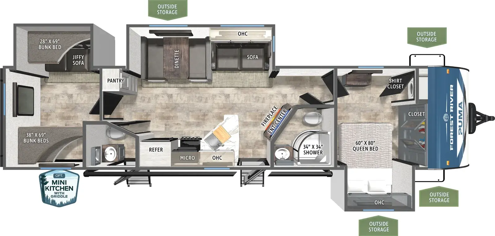 2026 Palomino Puma 32BHQS - Floorplan 1