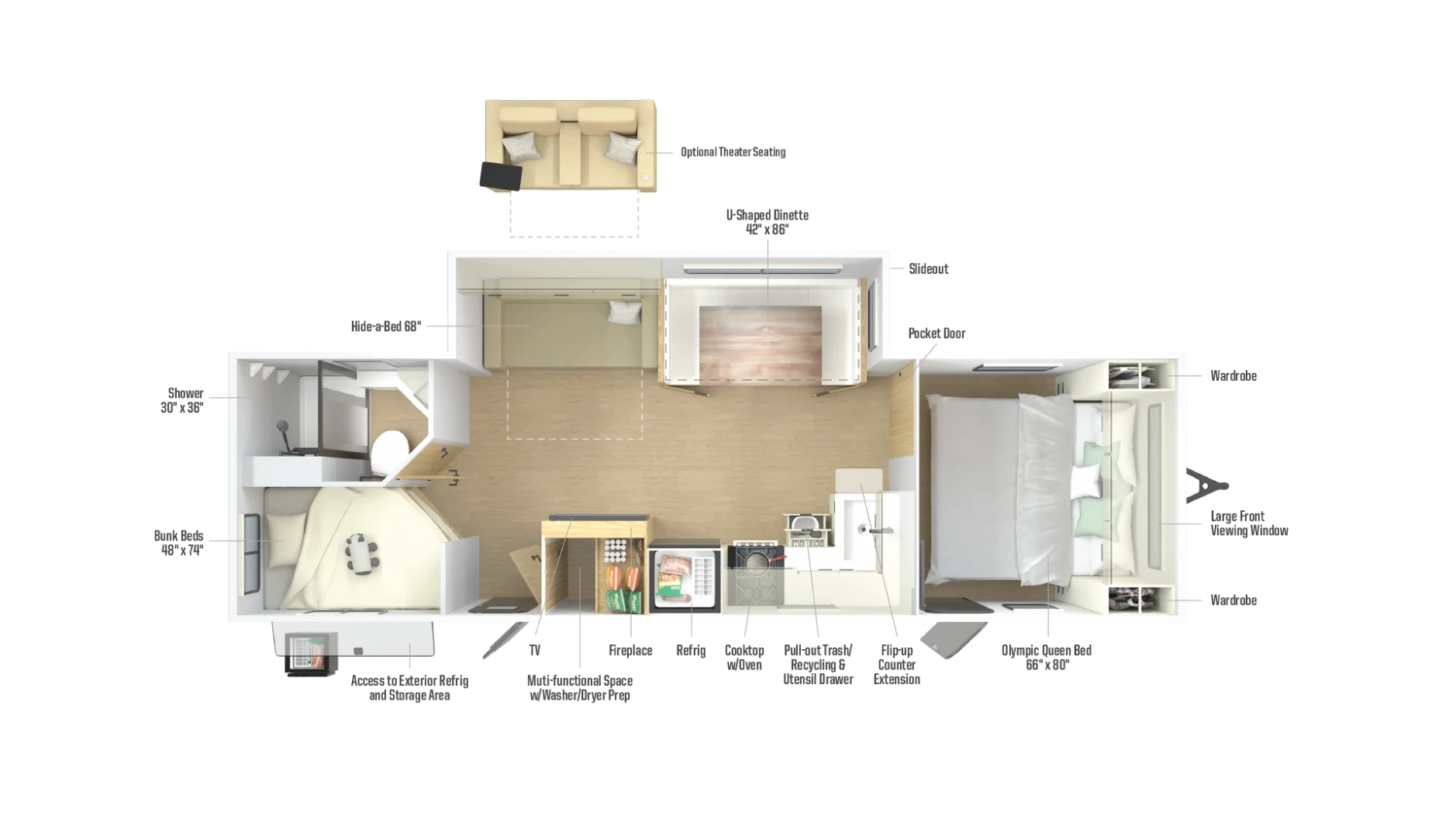 2027 Winnebago Thrive 28BHS floorplan diagram