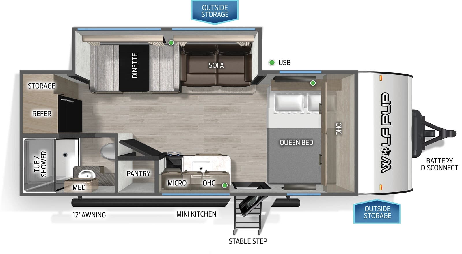 2026 FOREST RIVER CHEROKEE WOLF PUP 18PB - Floorplan 1