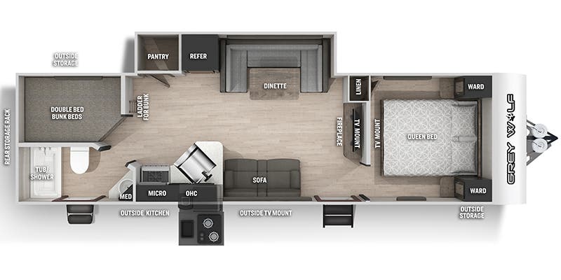 2022 FOREST RIVER GREY WOLF PATRIOT 274BRB - Floorplan 1