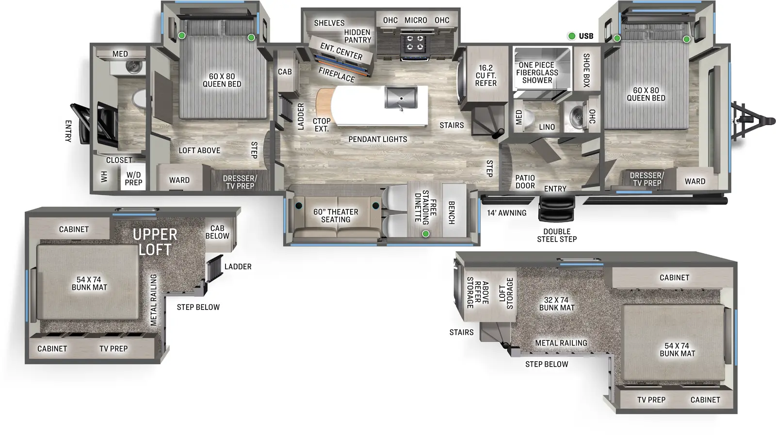 2026 Forest River Sandpiper Destination 41DUPLEX - Floorplan 1