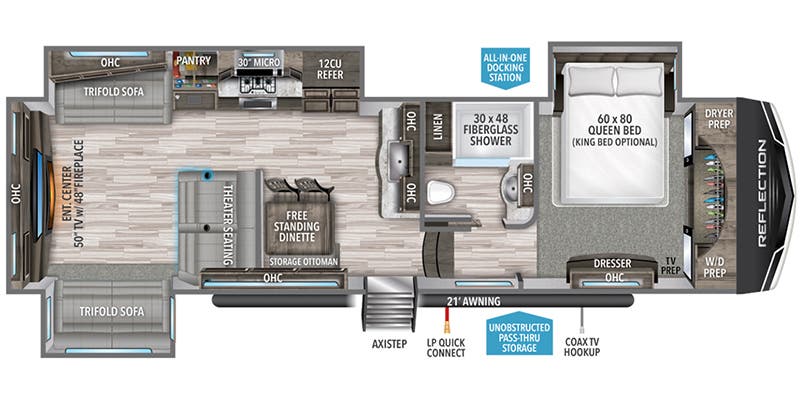 2021 Grand Design Reflection 340RDS - Floorplan 1