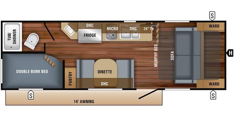 2018 Jayco Jay Feather 7 22BHM - Floorplan 1