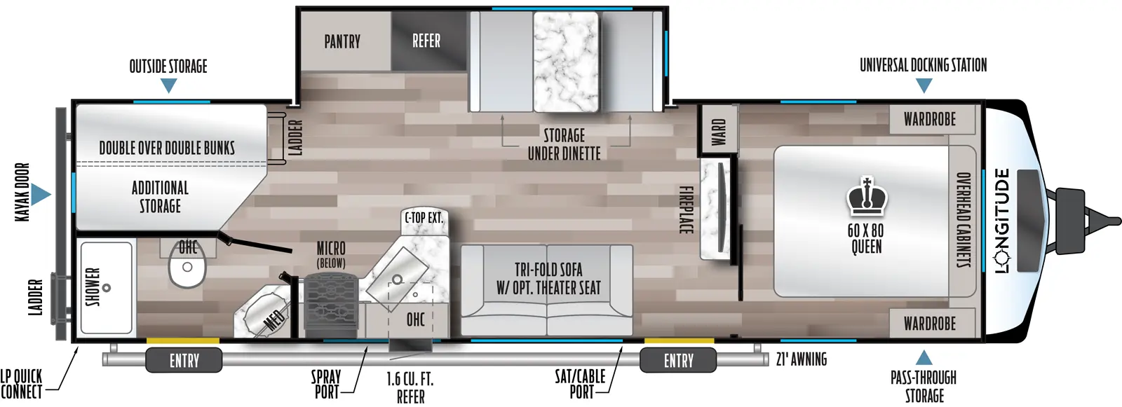 2026 EAST TO WEST 285BH - Floorplan 1