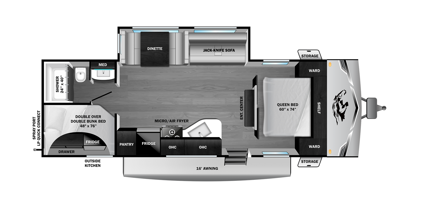 2027 Highland Ridge Open Range Colt 26DBS - Floorplan 1