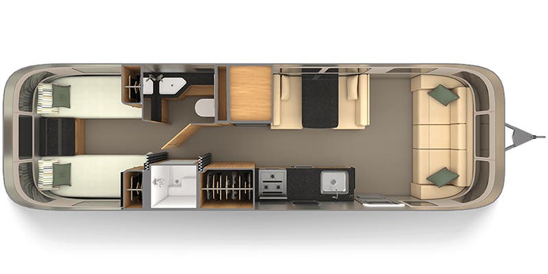 2020 Airstream Classic 30RB Twin - Floorplan 1