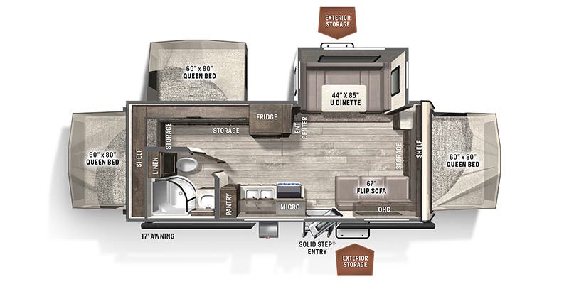 2021 Forest River Rockwood Roo 233S - Floorplan 1
