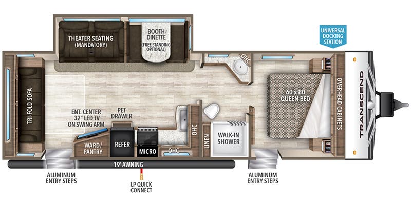 2019 Grand Design Transcend 26RLS - Floorplan 1