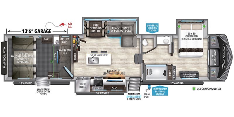 2023 GRAND DESIGN MOMENTUM 410THR - Floorplan 1