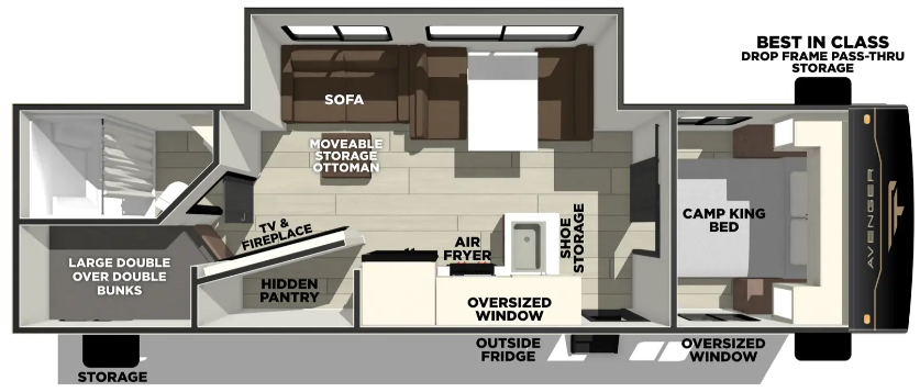 2027 Forest River Avenger 26DBS - Floorplan 1