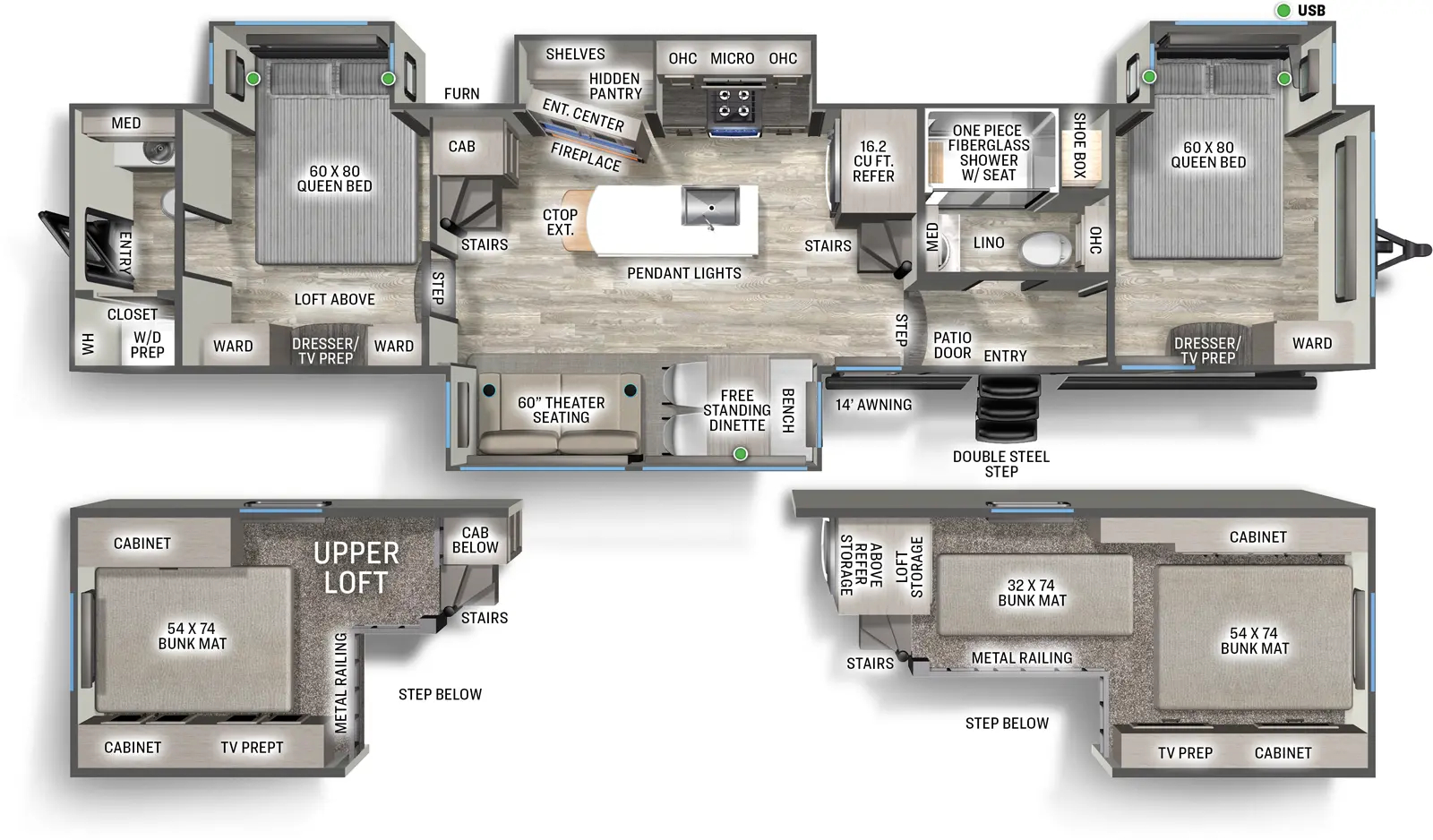2027 Forest River Sierra Destination 41DUPLEX - Floorplan 1