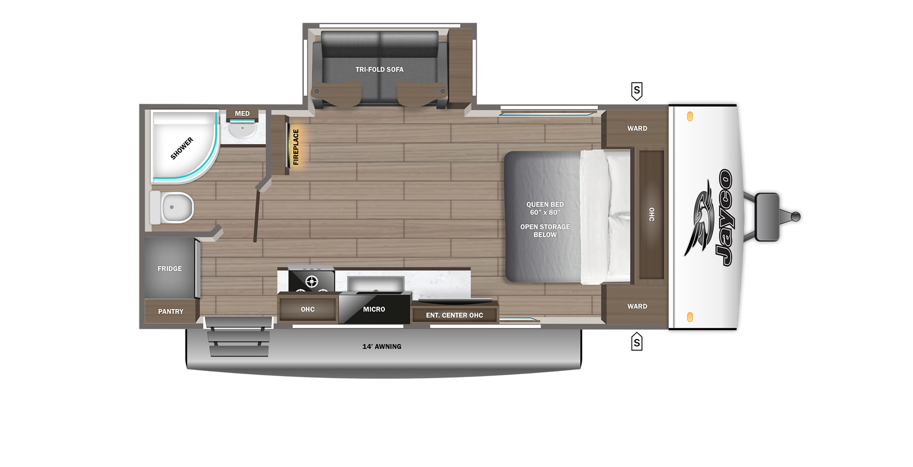 2027 JAYCO Jay Feather 18RBF - Floorplan 1