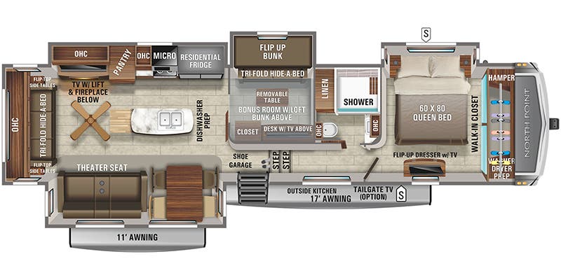 2022 Jayco North Point 377RLBH - Floorplan 1