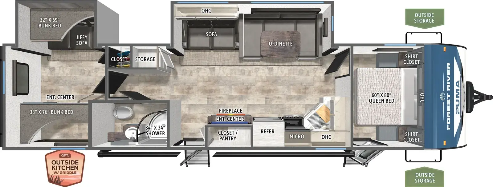 2027 PALOMINO PUMA 31QBBH - Floorplan 1