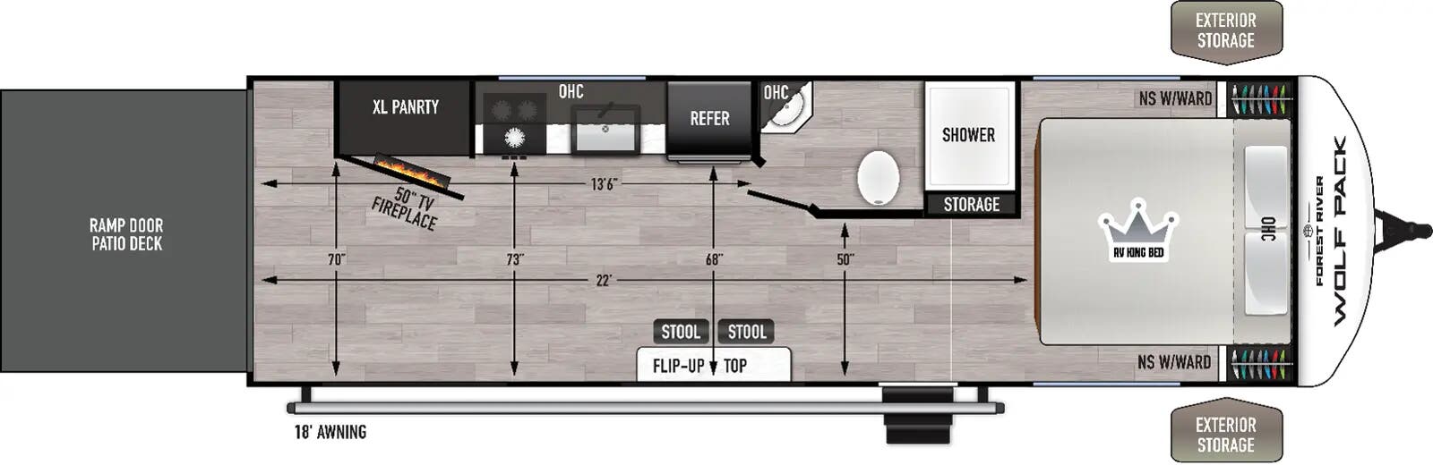 2026 FOREST RIVER CHEROKEE WOLF PACK 26-13.5 - Floorplan 1