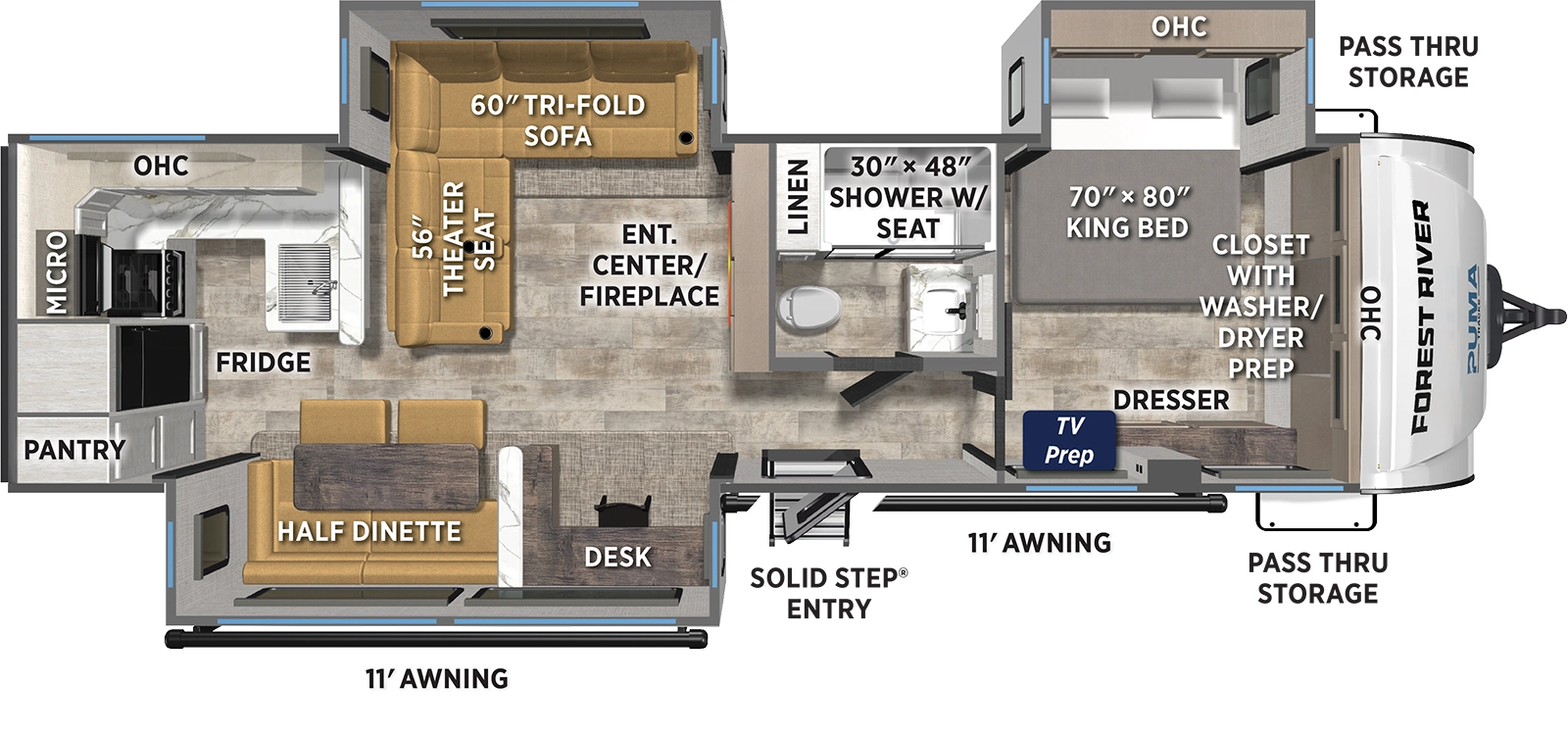2026 PALOMINO PUMA TRACKS 3070RKLS - Floorplan 1