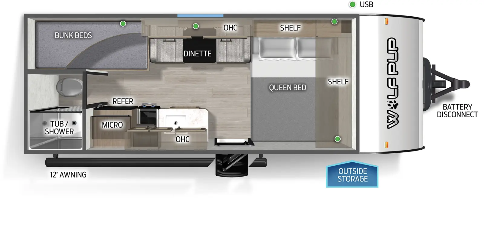 2026 Forest River Cherokee Wolf Pup 16LP - Floorplan 1