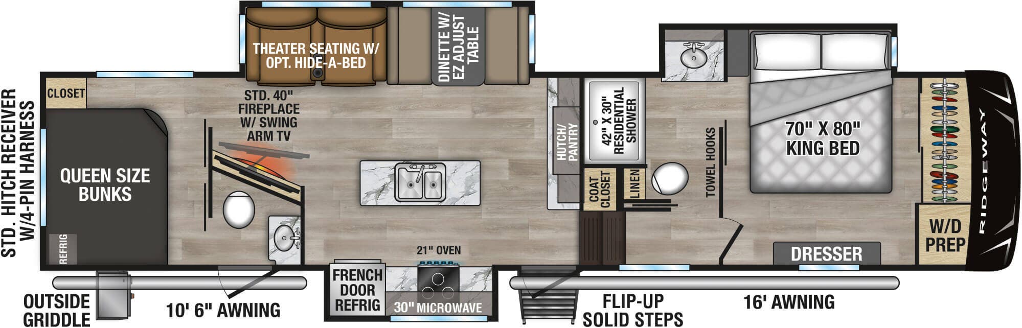2026 KZ RIDGEWAY 35 BH - Floorplan 1
