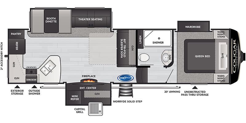 2021 Keystone Cougar Half-Ton 29RKS - Floorplan 1