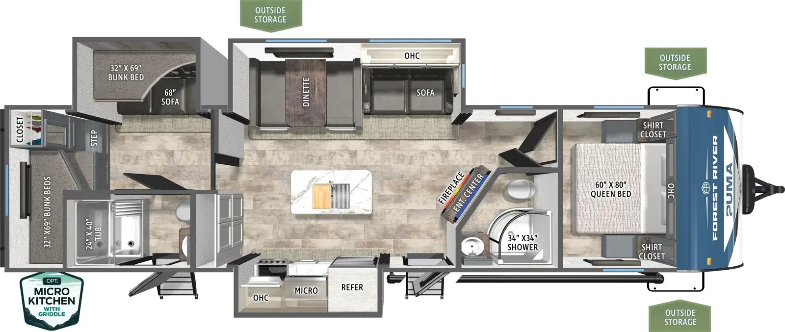 2027 PALOMINO PUMA 32BH2B - Floorplan 1