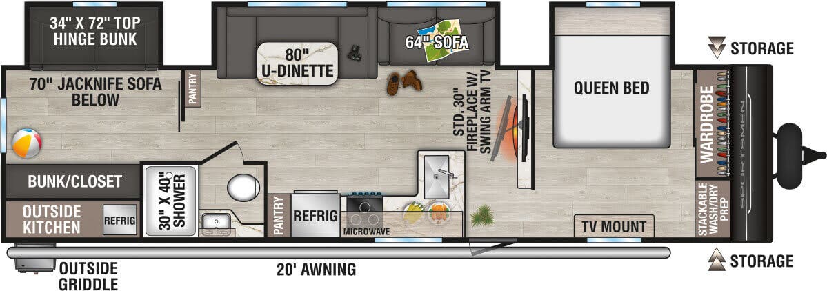 2026 KZ SPORTSMEN 333 BHKSE - Floorplan 1
