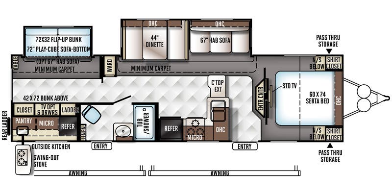 2016 Forest River Flagstaff Classic Super Lite 831BHDS - Floorplan 1