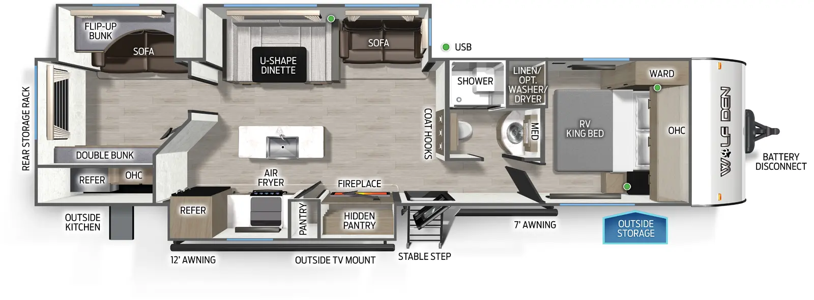 2026 Forest River Cherokee Wolf Den 304SR - Floorplan 1